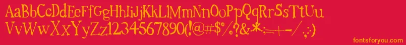 TimesNewRandom Font – Orange Fonts on Red Background