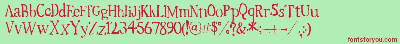 TimesNewRandom Font – Red Fonts on Green Background