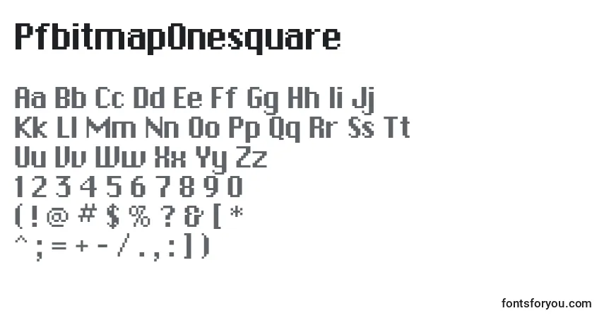 Czcionka PfbitmapOnesquare – alfabet, cyfry, specjalne znaki