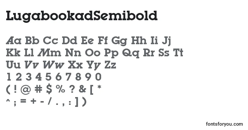 Czcionka LugabookadSemibold – alfabet, cyfry, specjalne znaki