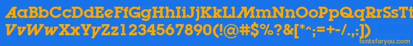 フォントLugabookadSemibold – オレンジ色の文字が青い背景にあります。