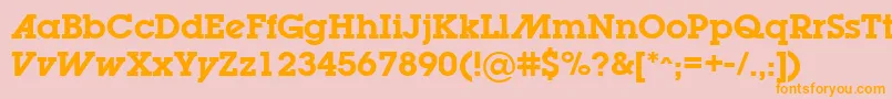 フォントLugabookadSemibold – オレンジの文字がピンクの背景にあります。