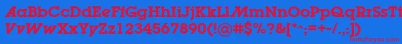 Fonte LugabookadSemibold – fontes vermelhas em um fundo azul