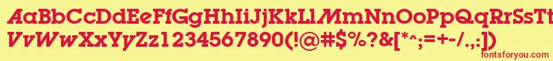 フォントLugabookadSemibold – 赤い文字の黄色い背景
