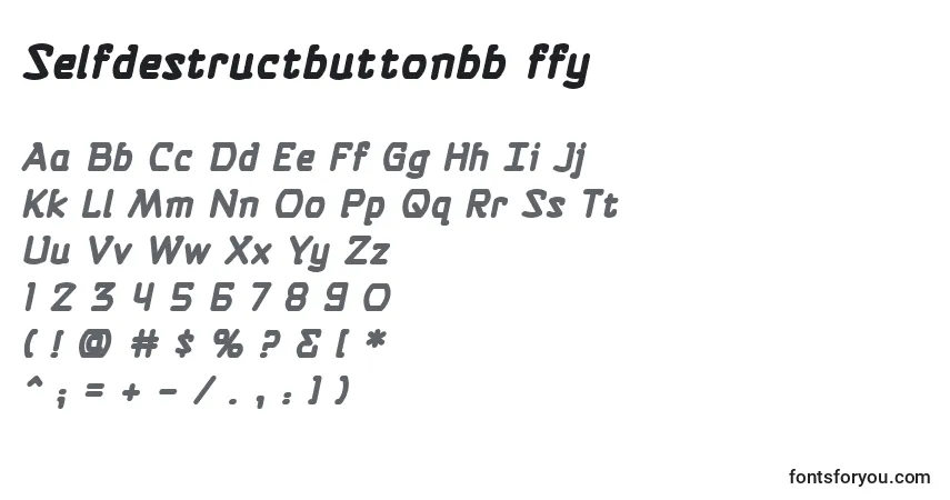 Fuente Selfdestructbuttonbb ffy - alfabeto, números, caracteres especiales