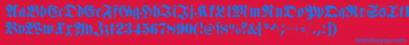 Fettehaenelfraktur Font – Blue Fonts on Red Background