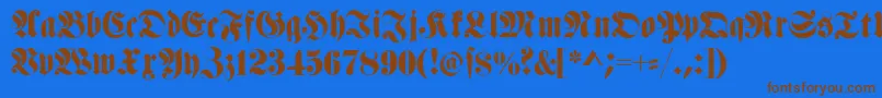 Fettehaenelfraktur Font – Brown Fonts on Blue Background