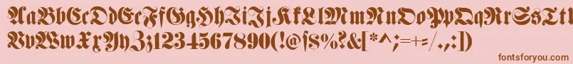 Fonte Fettehaenelfraktur – fontes marrons em um fundo rosa