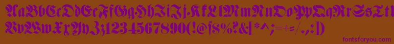 Fettehaenelfraktur-Schriftart – Violette Schriften auf braunem Hintergrund