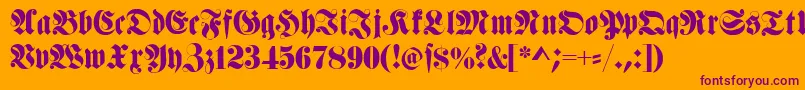 Fettehaenelfraktur-Schriftart – Violette Schriften auf orangefarbenem Hintergrund