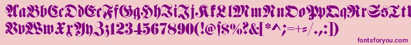 Fettehaenelfraktur-Schriftart – Violette Schriften auf rosa Hintergrund