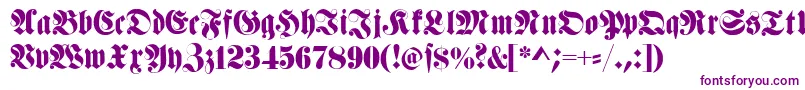 Fettehaenelfraktur-Schriftart – Violette Schriften auf weißem Hintergrund