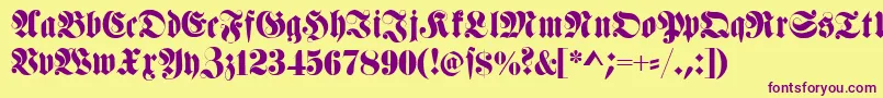 Fettehaenelfraktur Font – Purple Fonts on Yellow Background