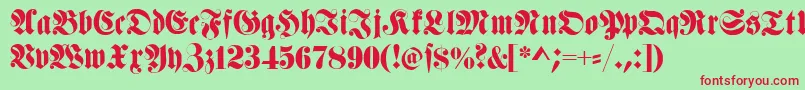 fuente Fettehaenelfraktur – Fuentes Rojas Sobre Fondo Verde