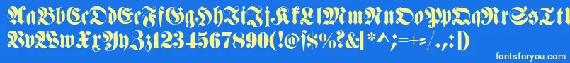 Fettehaenelfraktur Font – Yellow Fonts on Blue Background