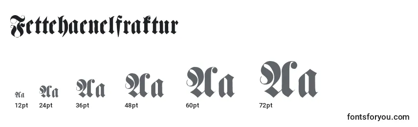 Размеры шрифта Fettehaenelfraktur