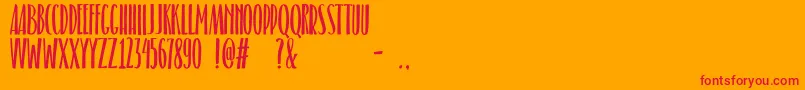 フォントBelacu – オレンジの背景に赤い文字