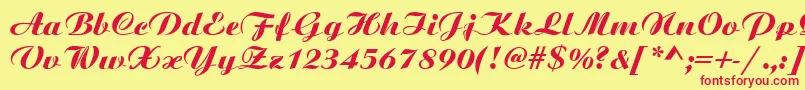 SanasoftBitScript.Kz-Schriftart – Rote Schriften auf gelbem Hintergrund