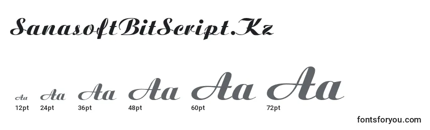 Размеры шрифта SanasoftBitScript.Kz