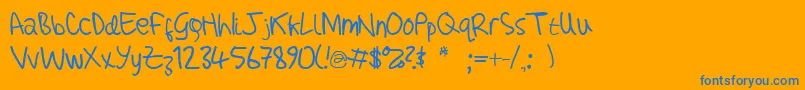 AdamHandwritingTest-Schriftart – Blaue Schriften auf orangefarbenem Hintergrund