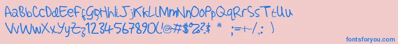 Saiba mais sobre a fonte AdamHandwritingTest Fonte AdamHandwritingTest – fontes azuis em um fundo rosa