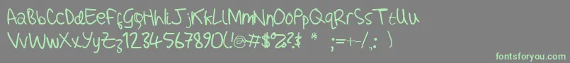 AdamHandwritingTestフォントについての詳細 フォントAdamHandwritingTest – 灰色の背景に緑のフォント