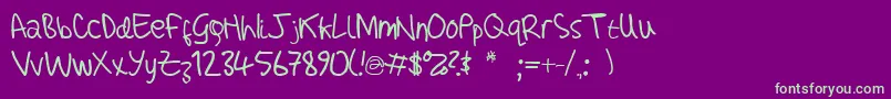AdamHandwritingTest Font – Green Fonts on Purple Background