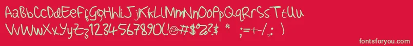 fuente AdamHandwritingTest – Fuentes Verdes Sobre Fondo Rojo