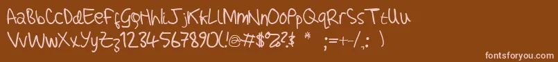 フォントAdamHandwritingTest – 茶色の背景にピンクのフォント