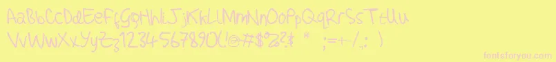 Czcionka AdamHandwritingTest – różowe czcionki na żółtym tle