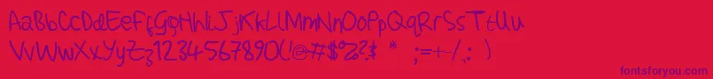 Fonte AdamHandwritingTest – fontes roxas em um fundo vermelho