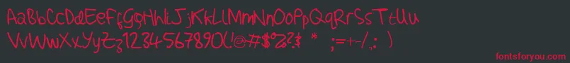 AdamHandwritingTest Font – Red Fonts on Black Background