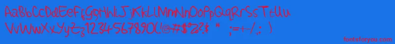 AdamHandwritingTest Font – Red Fonts on Blue Background