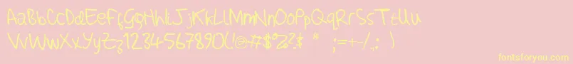 フォントAdamHandwritingTest – 黄色のフォント、ピンクの背景
