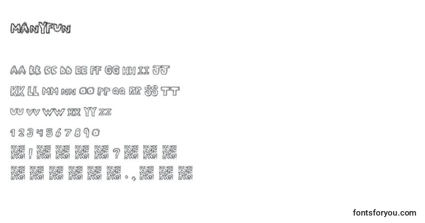 Шрифт Manyfun – алфавит, цифры, специальные символы