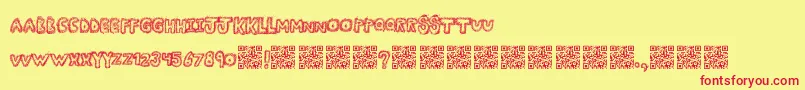 Manyfun-Schriftart – Rote Schriften auf gelbem Hintergrund