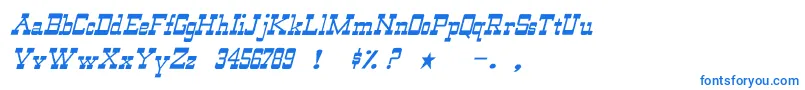 Czcionka WildwestNormalItalic – niebieskie czcionki na białym tle