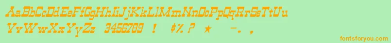 WildwestNormalItalic Font – Orange Fonts on Green Background