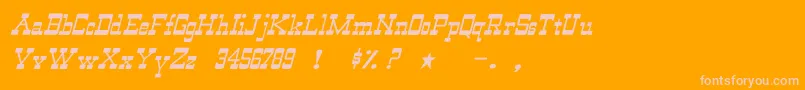 Fonte WildwestNormalItalic – fontes rosa em um fundo laranja