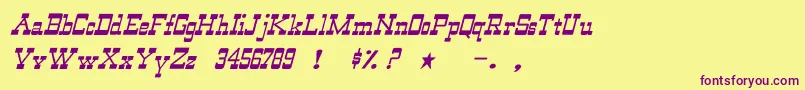 WildwestNormalItalic Font – Purple Fonts on Yellow Background