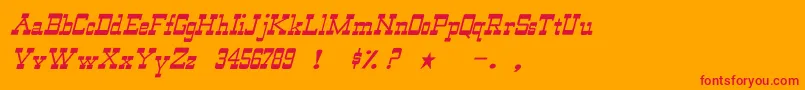 WildwestNormalItalic-Schriftart – Rote Schriften auf orangefarbenem Hintergrund