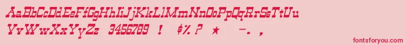 WildwestNormalItalic Font – Red Fonts on Pink Background
