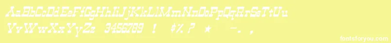 Fonte WildwestNormalItalic – fontes brancas em um fundo amarelo