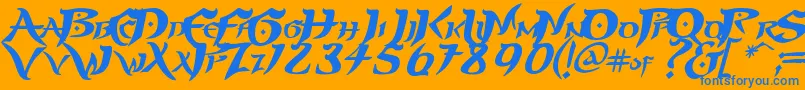 Шрифт Prinp – синие шрифты на оранжевом фоне