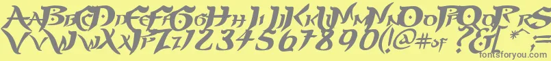 フォントPrinp – 黄色の背景に灰色の文字