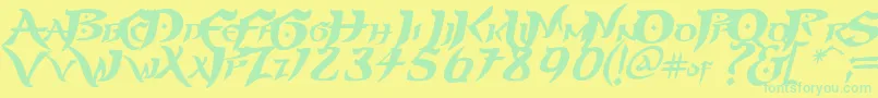 フォントPrinp – 黄色い背景に緑の文字