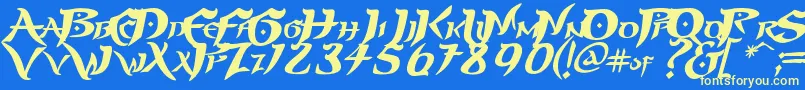 フォントPrinp – 黄色の文字、青い背景