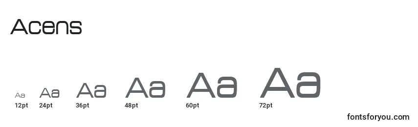 Размеры шрифта Acens