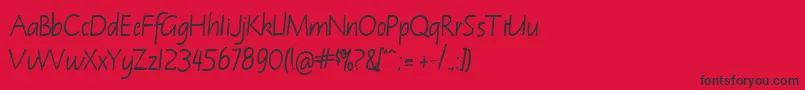 NotehandleftyBoldItalic Font – Black Fonts on Red Background