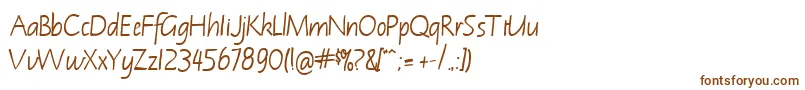 Шрифт NotehandleftyBoldItalic – коричневые шрифты на белом фоне